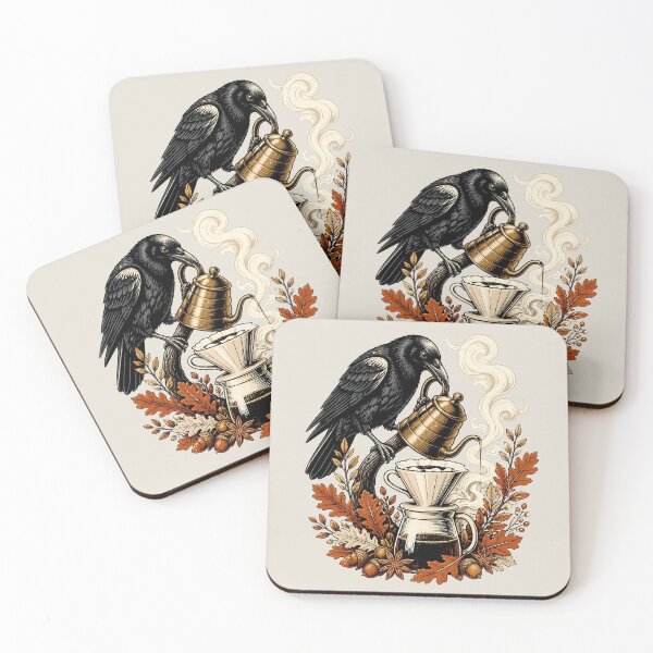 Item preview, Dark Academia Crow Barista Pour Over Coffee Art designed and sold by Fun2Fentastic.