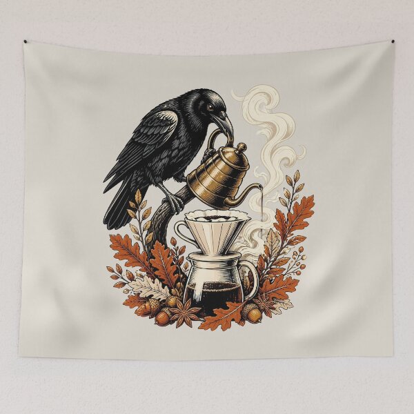 Item preview, Dark Academia Crow Barista Pour Over Coffee Art designed and sold by Fun2Fentastic.