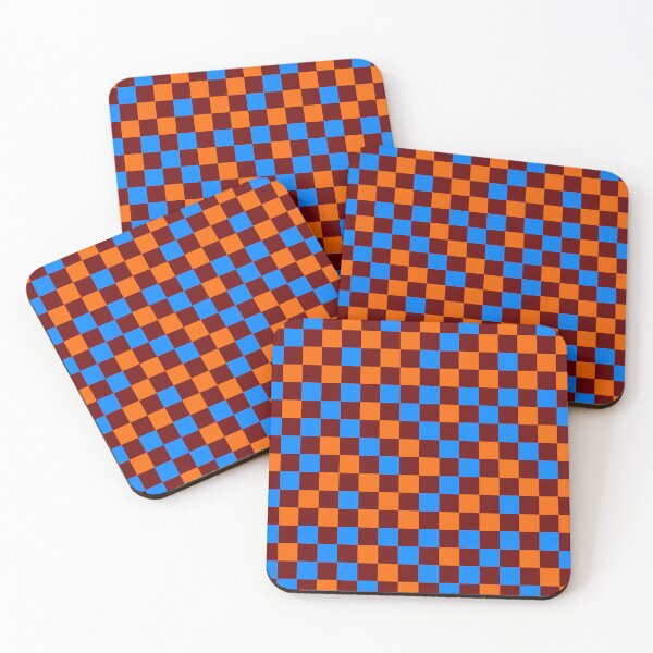 Item preview, Orange And Blue On Red Checkered  Design   designed and sold by PatternTitan.