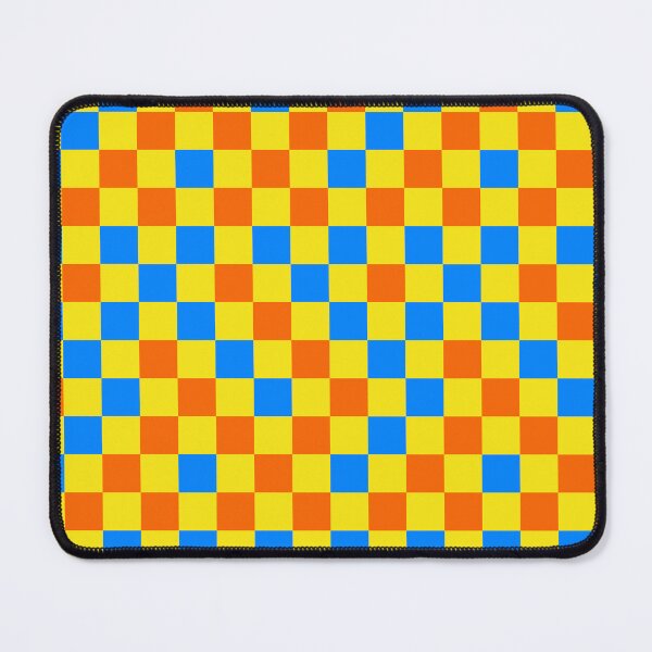 Item preview, Orange And Blue On Yellow Checkered Design designed and sold by PatternTitan.