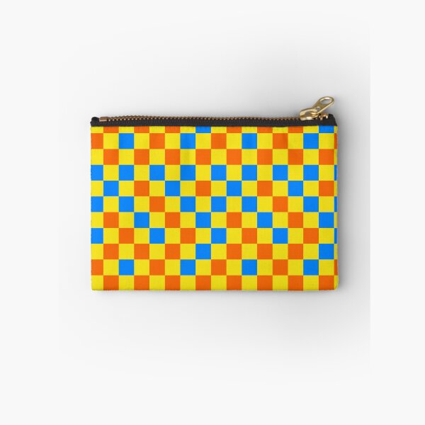 Item preview, Orange And Blue On Yellow Checkered  Design   designed and sold by PatternTitan.