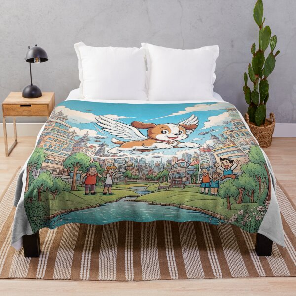 Aperçu de l'œuvre Cute Funny Flying Puppy With Wings créée et vendue par Home Decor Art.
