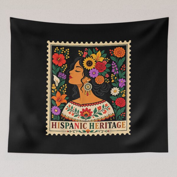 Item preview, Hispanic Heritage Month Flowers Stamp Latin American Women designed and sold by DunciOcukino.
