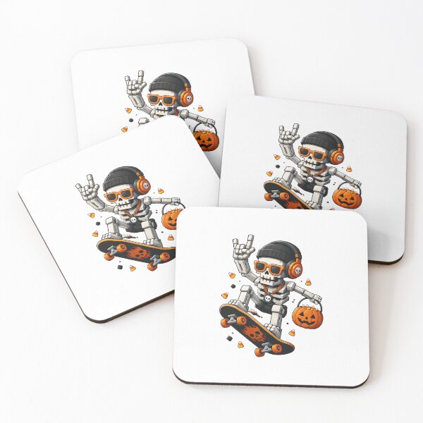 Item preview, Pixel Skeleton Skateboarding Halloween Fun designed and sold by Dmo3HarkoArt.