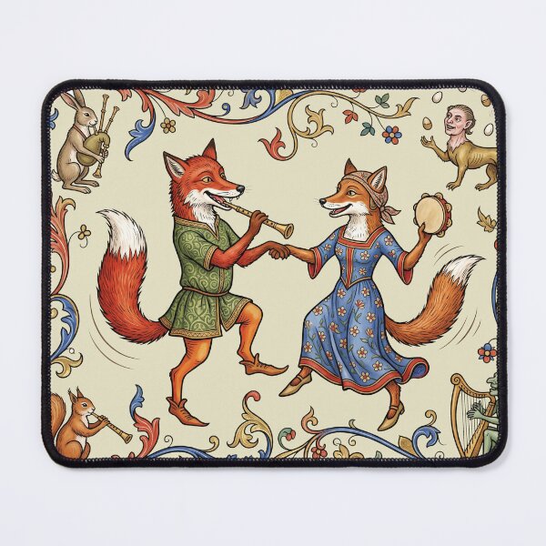 Item preview, The Alchemical Waltz: Medieval Fox and Vixen Folk Art Print designed and sold by FreiherrPK.