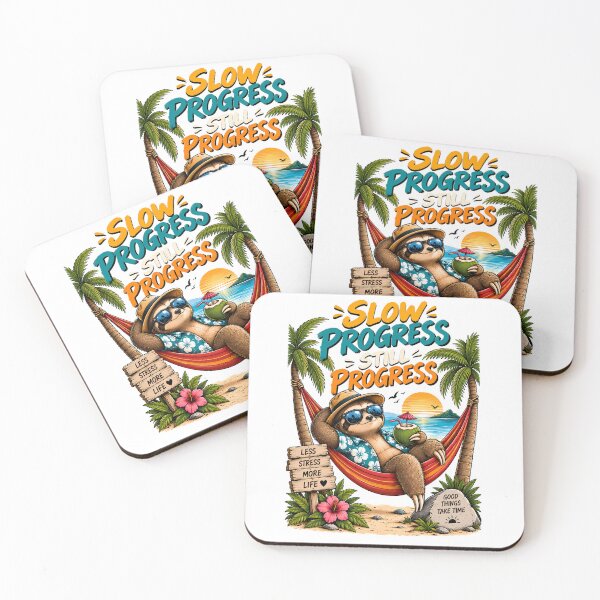 Item preview, Slow Progress Still Progress Funny Sloth Tropical Beach Motivational Design designed and sold by BDLuck2021.