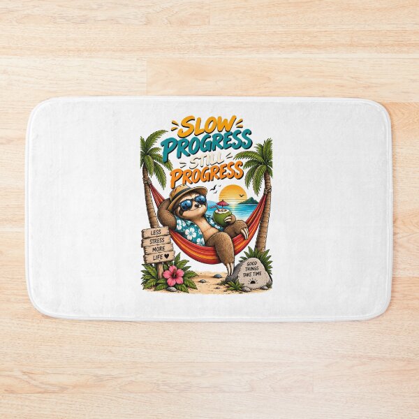 Item preview, Slow Progress Still Progress Funny Sloth Tropical Beach Motivational Design designed and sold by BDLuck2021.