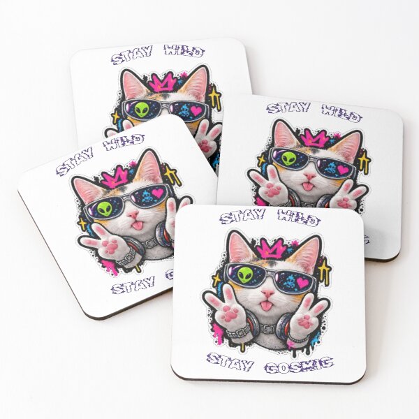 Item preview, Cosmic Cool Cat – Stay Wild Stay Cosmic Kawaii Cat Design designed and sold by Feminine Energy Studio .