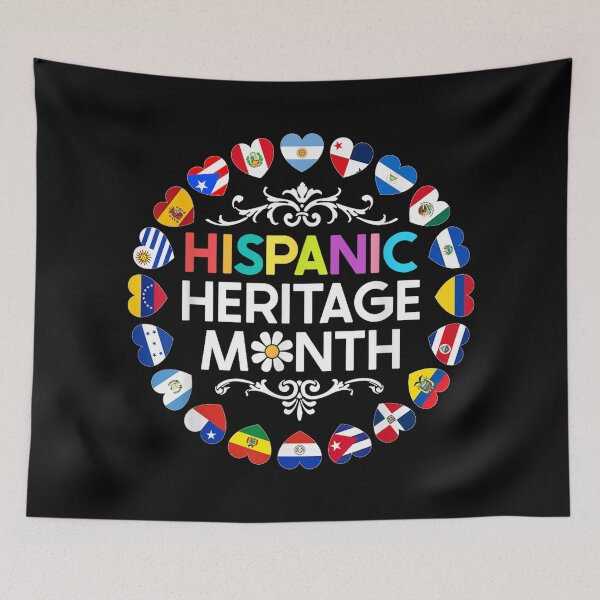 Item preview, National Hispanic Heritage Month All Countries Flags Hearts designed and sold by DunciOcukino.