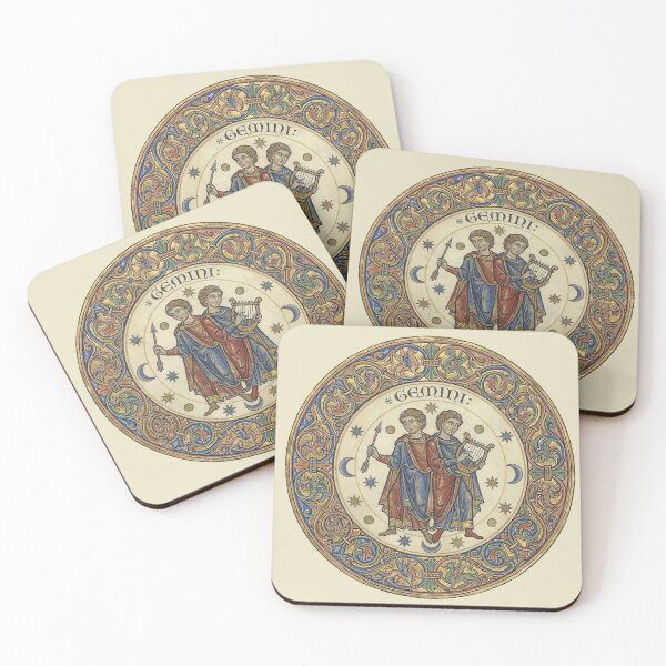 Item preview, The Split Soul: Medieval Gemini Zodiac Art Print designed and sold by FreiherrPK.