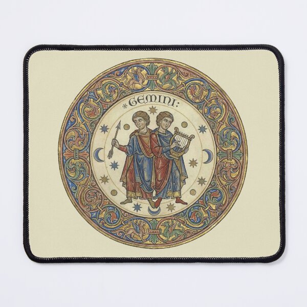 Item preview, The Split Soul: Medieval Gemini Zodiac Art Print designed and sold by FreiherrPK.