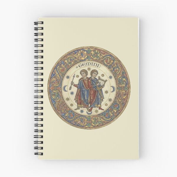 Item preview, The Split Soul: Medieval Gemini Zodiac Art Print designed and sold by FreiherrPK.