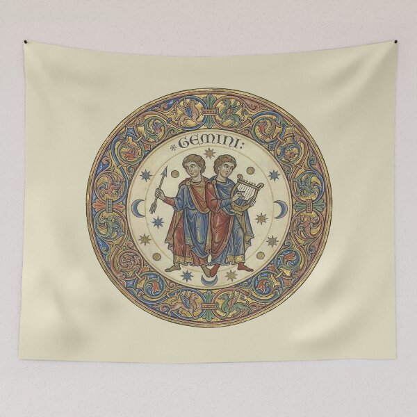 Item preview, The Split Soul: Medieval Gemini Zodiac Art Print designed and sold by FreiherrPK.