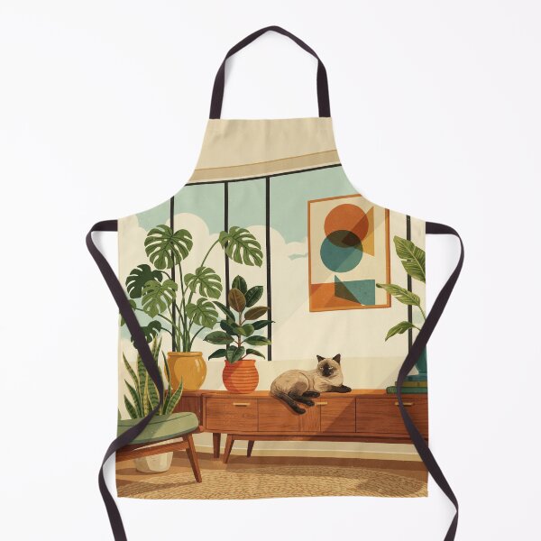 Item preview, Mid Century Modern Cat & Plants – Retro Indoor Jungle designed and sold by Tamas Das.