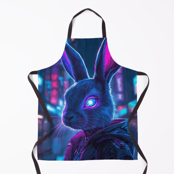 Item preview, Glowing Eye Cyberpunk Bunny in Hooded Jacket designed and sold by MarmaLoft.
