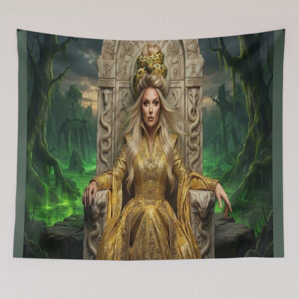 Item preview, Dark Forest Medusa Queen on Throne Fantasy Art designed and sold by AfresStudio.