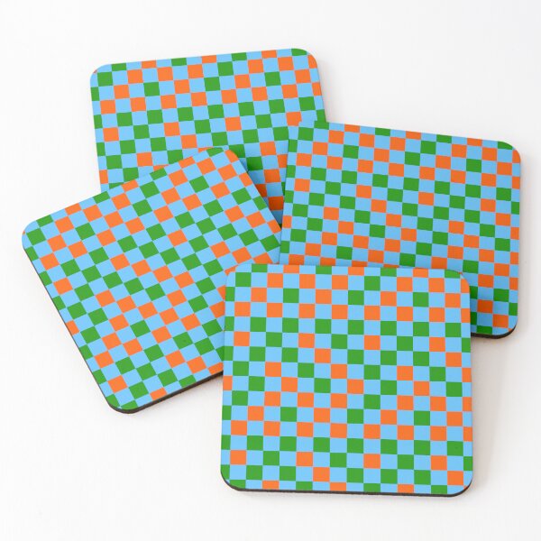 Item preview, Orange And Blue On Light Blue Checkered  Design   designed and sold by PatternTitan.