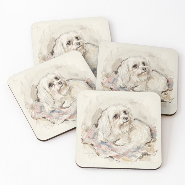 Item preview, The Melancholy Aristocrat: Vintage Maltese Dog Watercolor Art Print designed and sold by FreiherrPK.