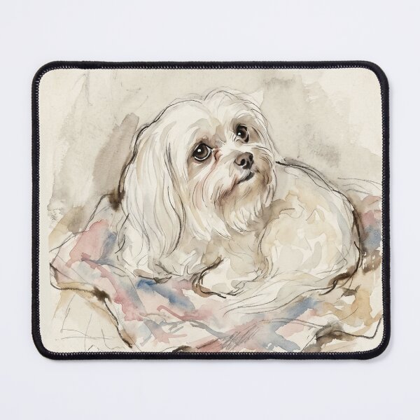Item preview, The Melancholy Aristocrat: Vintage Maltese Dog Watercolor Art Print designed and sold by FreiherrPK.