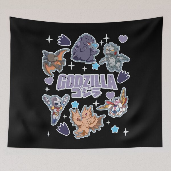 Item preview, Godzilla Chibi Kaiju Character Collage Hearts & Stars Movie Men Women designed and sold by MarneeLosurdo.