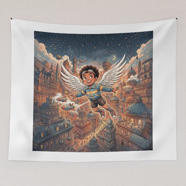 Item preview, Cute Funny Flying Boy With Wings designed and sold by Home Decor Art.