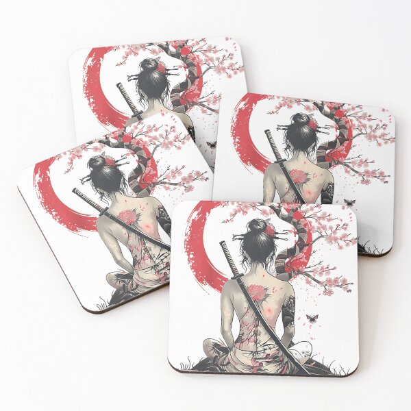 Item preview, Japanese Samurai Girl Sakura Cherry Blossom Japanese Geisha Raglan Men Women designed and sold by MarneeLosurdo.
