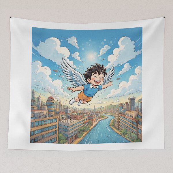 Item preview, Cute Funny Flying Boy With Wings designed and sold by Home Decor Art.