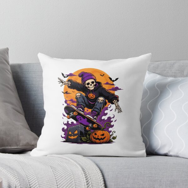 Item preview, Skeleton Skateboarding Halloween Moon Pumpkins designed and sold by Dmo3HarkoArt.