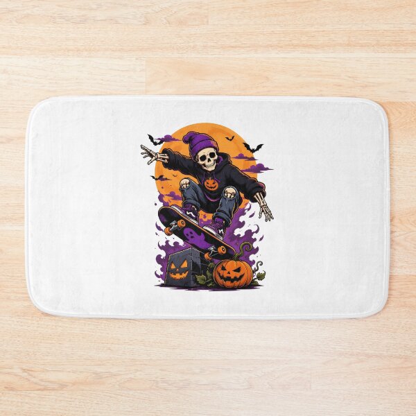 Item preview, Skeleton Skateboarding Halloween Moon Pumpkins designed and sold by Dmo3HarkoArt.