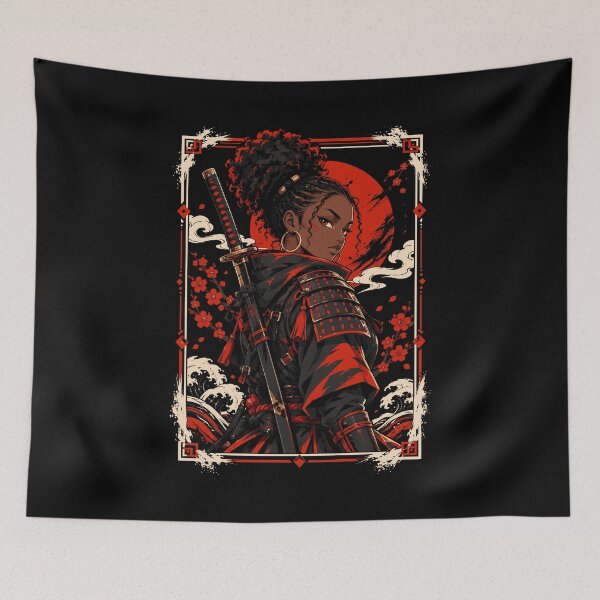 Item preview, Black Girl Samurai Warrior Japanese Fantasy Art designed and sold by andre-hollow.