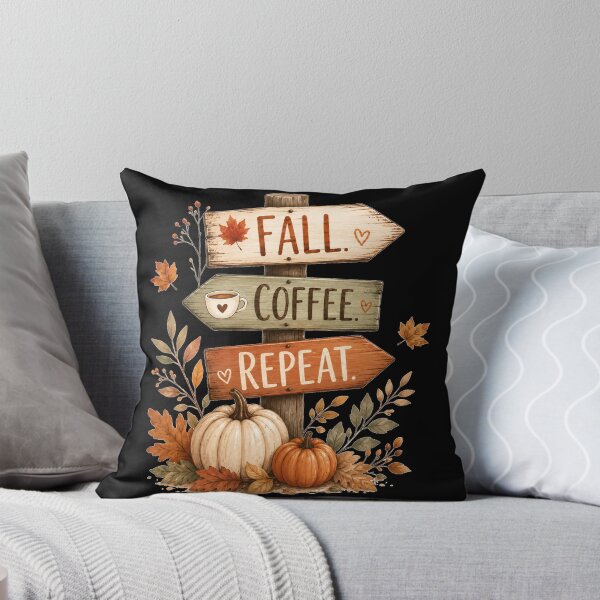 Item preview, Fall Coffee Repeat Autumn Design designed and sold by Wild Ink Studio by Barbara.