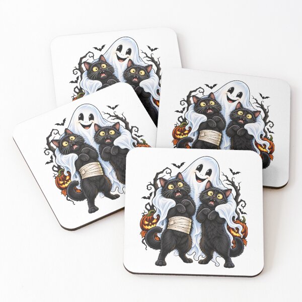 Item preview, Black cats & friendly ghost – Halloween designed and sold by Radixbarny.