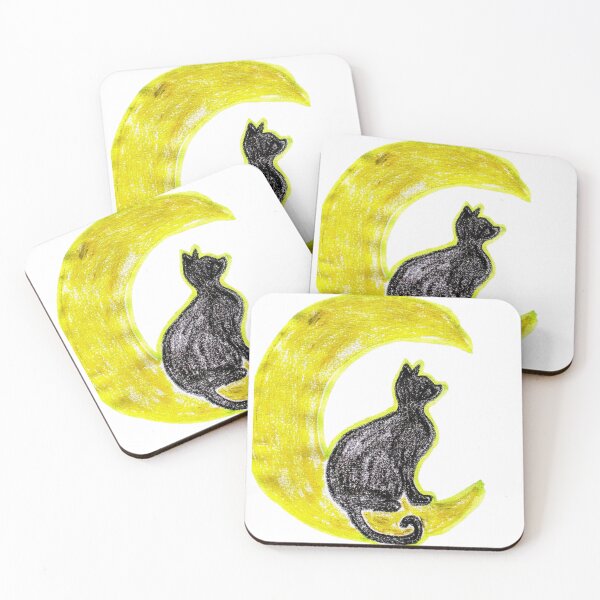 Item preview, Black Cat Sitting on Crescent Moon designed and sold by MagicYana.
