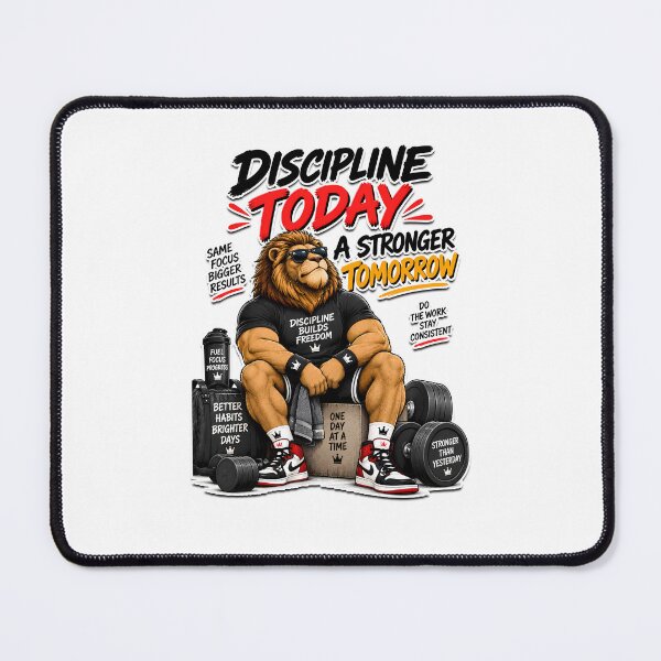 Item preview, Discipline Today Stronger Tomorrow Funny Lion Gym Motivation Fitness Design designed and sold by BDLuck2021.