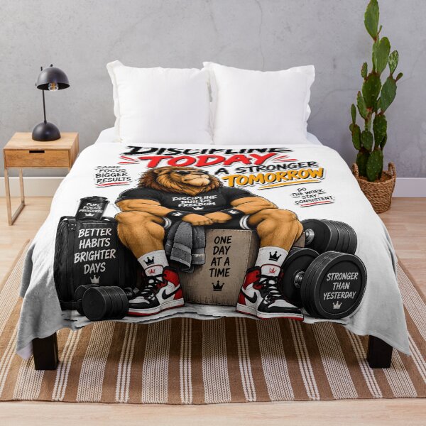 Item preview, Discipline Today Stronger Tomorrow Funny Lion Gym Motivation Fitness Design designed and sold by BDLuck2021.