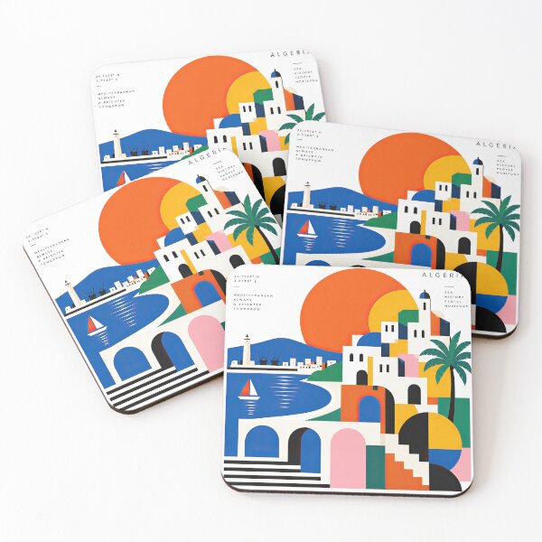 Item preview, Geometric Algeria travel poster featuring Algiers, Mediterranean designed and sold by ckybe.