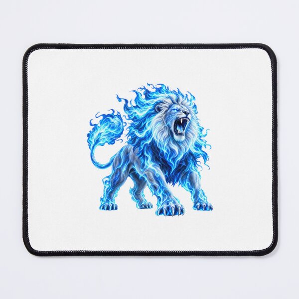 Item preview, Majestic Ice Blue Lion Roaring with Electric Lightning designed and sold by Nexiralk.