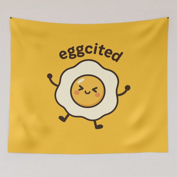 Item preview, Eggcited | Cute Fried Egg Kawaii Character | Funny Breakfast Food Pun designed and sold by Eathusiast.