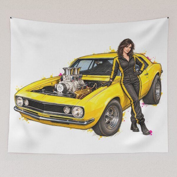 Item preview, Yellow Thunder — Supercharged Muscle Car Sketch designed and sold by Russell Thorne.