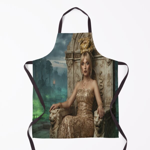 Item preview, Golden Serpent Queen on Stone Throne Dark Fantasy Art designed and sold by AfresStudio.