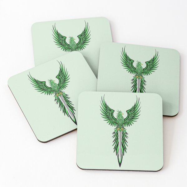 Item preview, Majestic Green Phoenix with Fantasy Knight Sword Crest designed and sold by URSM.