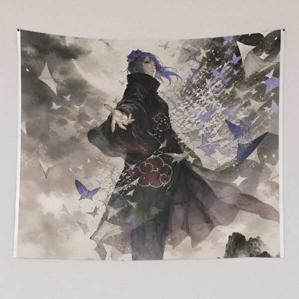 Item preview, Moonlit Butterfly Woman – Mystical Japanese Ink Wash Fantasy Art designed and sold by Dyan4.