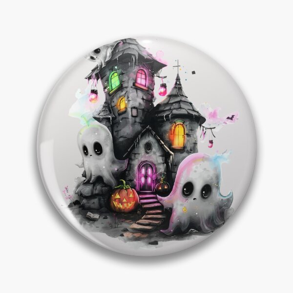 Item preview, Cute Haunted House With Friendly Ghosts | Spooky Watercolor Art designed and sold by designsdetour.