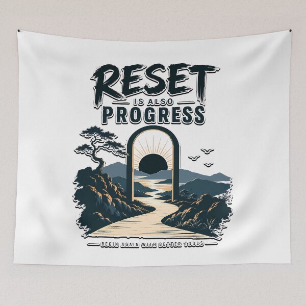 Item preview, Reset Is Also Progress Motivational Mountain Sunrise Inspirational Design designed and sold by BDLuck2021.