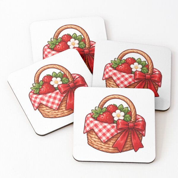 Item preview, Strawberry Picnic Basket with Red Bow – Cute Berry Basket designed and sold by Kiralemon.