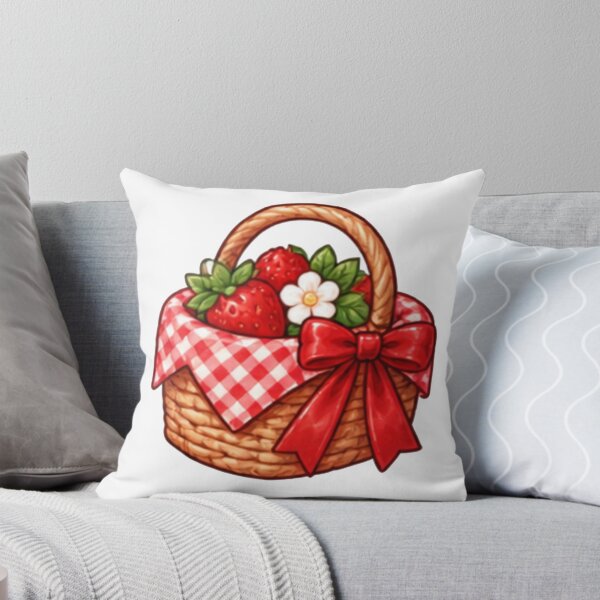 Item preview, Strawberry Picnic Basket with Red Bow – Cute Berry Basket designed and sold by Kiralemon.