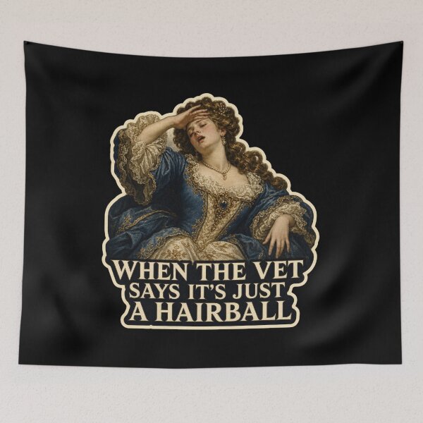 Item preview, When The Vet Says It's Just A Hairball Shirt, Funny Cat Owner T-Shirt, Baroque Painting Tee, Cat Mom Gift Shirt, Vintage Classical Cat Owner Graphic designed and sold by TshirtsLabs.