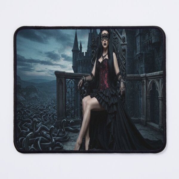 Item preview, Gothic Queen in Black Gown with Snake Army Dark Fantasy Art designed and sold by AfresStudio.