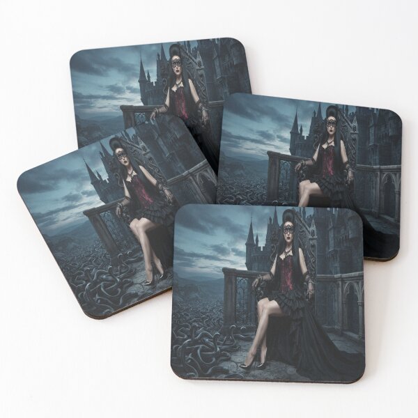 Item preview, Gothic Queen in Black Gown with Snake Army Dark Fantasy Art designed and sold by AfresStudio.