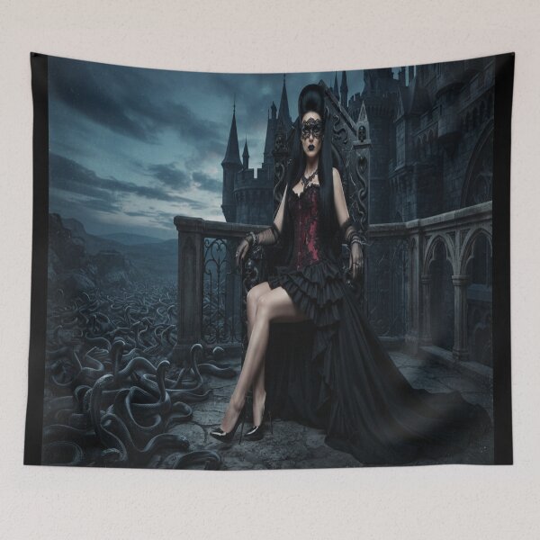 Item preview, Gothic Queen in Black Gown with Snake Army Dark Fantasy Art designed and sold by AfresStudio.